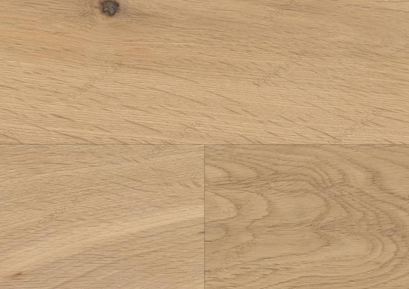Parquet en bois chêne clair avec grain visible et texture naturelle, montrant un joint entre deux lattes.