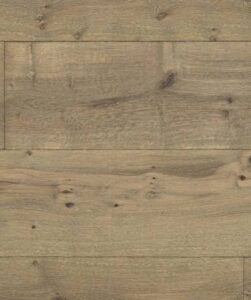 Parquet chêne clair aspect vieilli, nœuds visibles, planches larges pour sol intérieur.